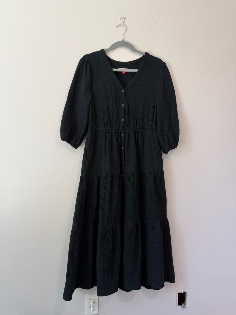Marine Layer Willow Dress Double Cloth Midi Black Small - Picture 2 of 10